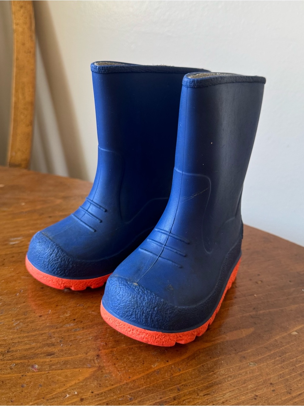 Canada Made Blue & Orange Toddler Rain Boots Galoshes Size 5